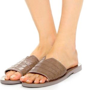 Vince croc embossed slides